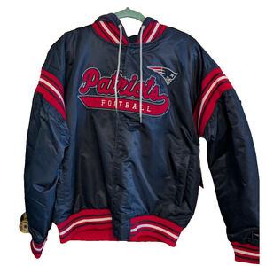 Ultra Game NFL New England Patriots Men's Varsity Jacket XL Navy‎ Blue NWT